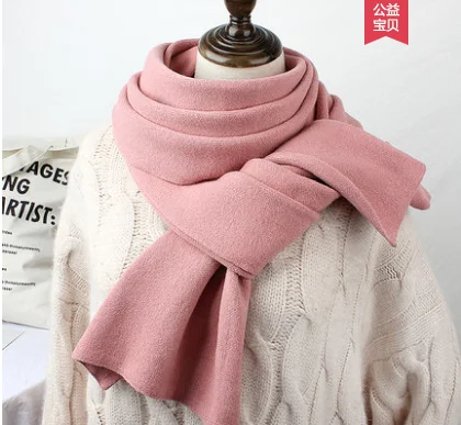 Brand women winter scarf Korean version solid color bib men long dual-purpose knitting thickened warm shawl Lovers fashion scarf - Цвет: Розовый