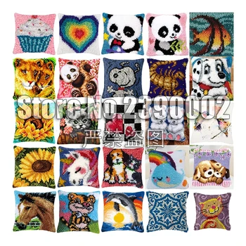 

Panda dog scorpion embroidery pillow latch hook rug kit carpet sale sets cross-stitch pillows do it yourself diy rugs pillowcase