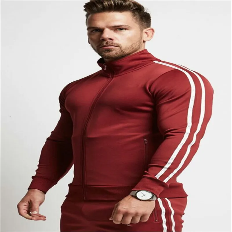 Модный спортивный костюм, 2 комплекта, мужские толстовки, осенняя толстовка на молнии, мужская куртка с капюшоном, штаны, комплекты из 2 предметов, лоскутный спортивный костюм
