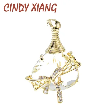 

CINDY XIANG Cubic Zirconia Bow Brooches Perfume Bottle Pin Brooch Women And Men Fashion Jewelry Beautiful Crystal Pin 2 Colors