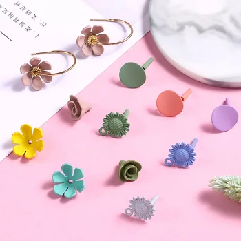 

Macaroon Color Paint Spraying Circle Flower Sunflower Handmade DIY for Making Earrings Ear Stud Ear Stud Material Box