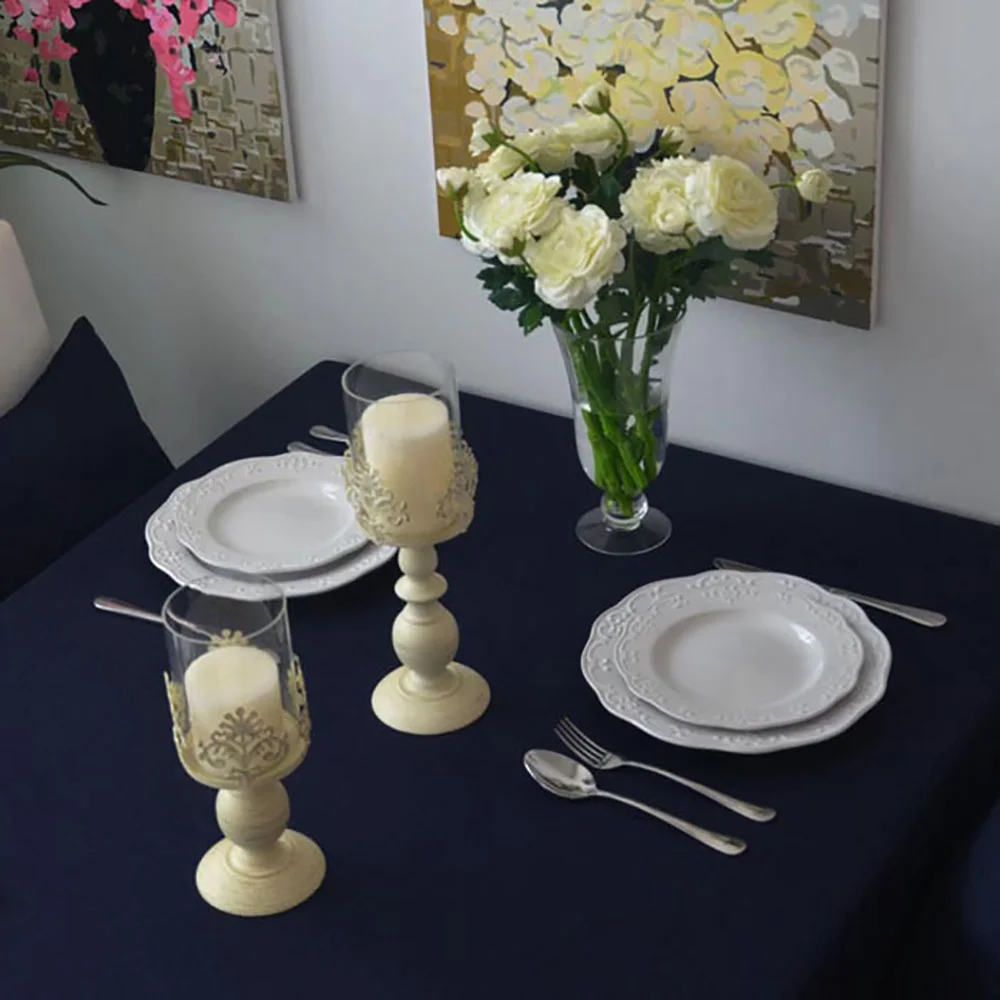 Lychee Solid Color Lace Table Cloth Simple Rectangle Table Cover Home Wedding Birthday Party Tablecloth