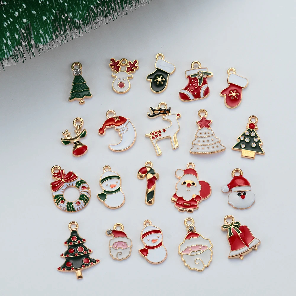 1.8 CM 20 шт./компл. Новые Рождественские Подвески Эмалевый Браслет вечерние украшения дома металл ремесло Дерево Висячие DIY ювелирные изделия аксессуары - Окраска металла: 1.8 CM