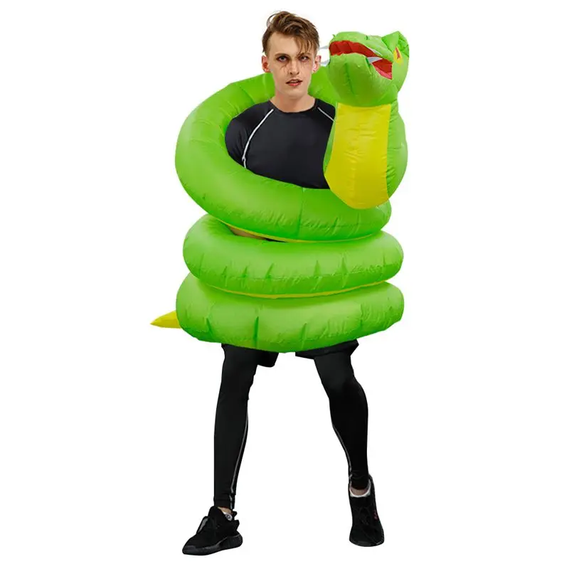 Scary Blow Up Green Snake Inflatable Costumes Halloween Cosplay Costume Carnival Party Role Play Disfraz Bend Animal |