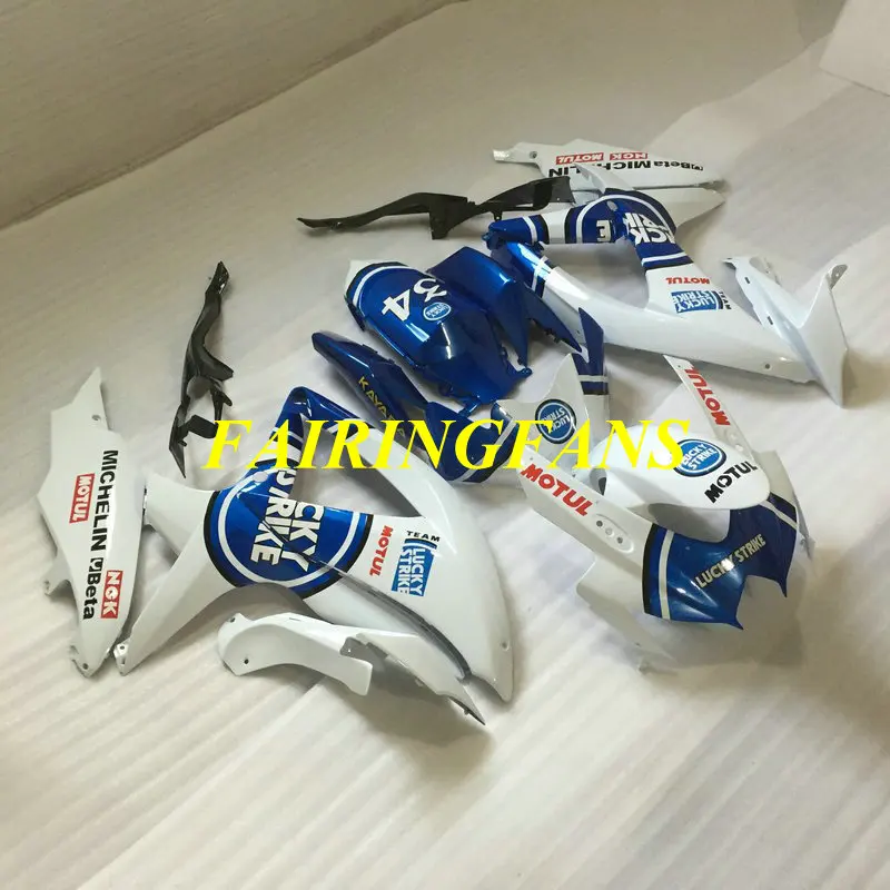 Литья под давлением обтекатель комплект для GSXR600 750 K8 08 09 GSXR 600 GSXR750 2008 2009 ABS белый синий Обтекатели кузова+ подарки SA71