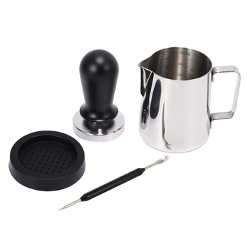 

Coffee Tamper,Espresso Coffee Press Stainless Steel Silver 58mm Tamper Coffee Shop Supplies with Tamper Mat,Milk Jug