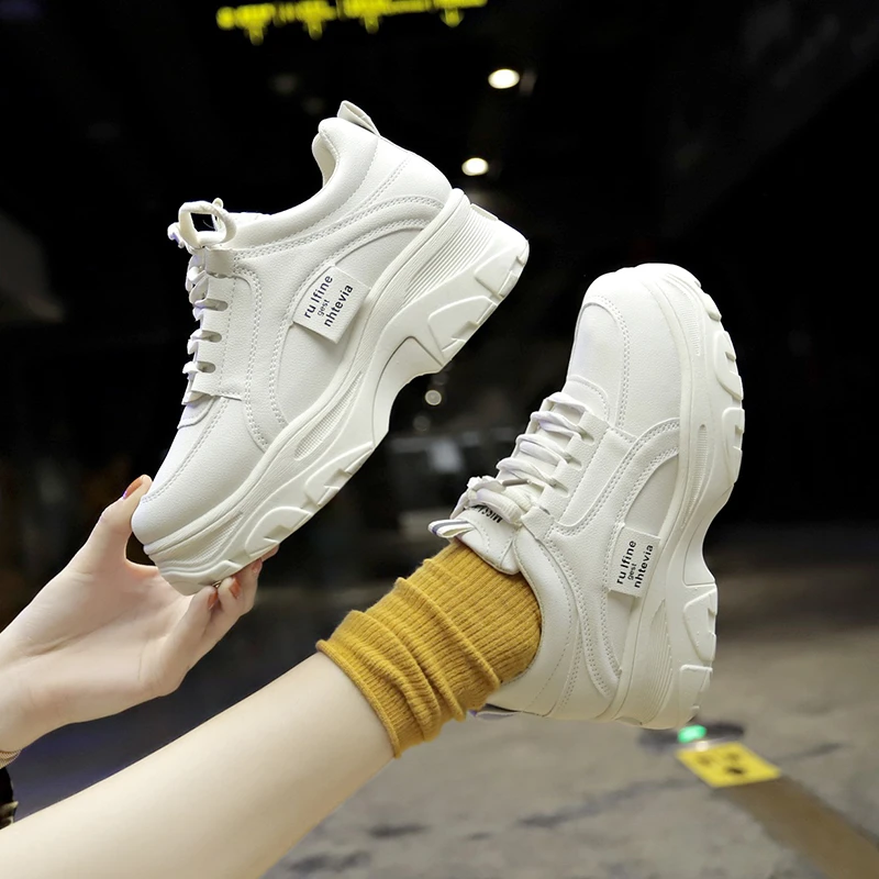 white platform chunky sneakers