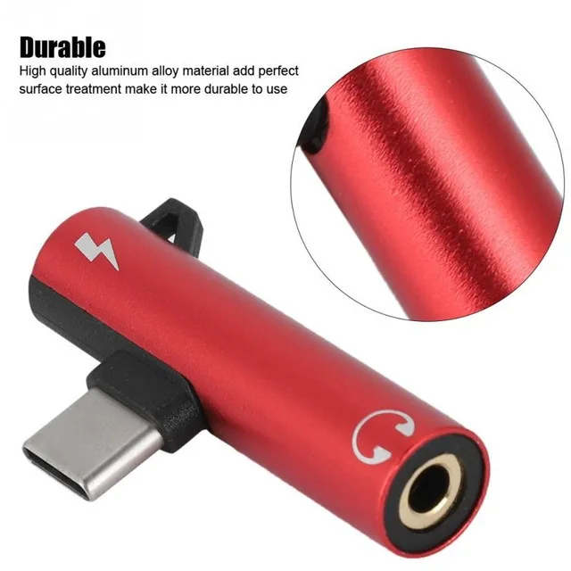 red Robotsky 2 в 1 type C до 3,5 мм преобразователь для наушников usb type-C наушники аудио адаптер для Xiaomi 6 huawei samsung USB C телефонов - Цвет: red
