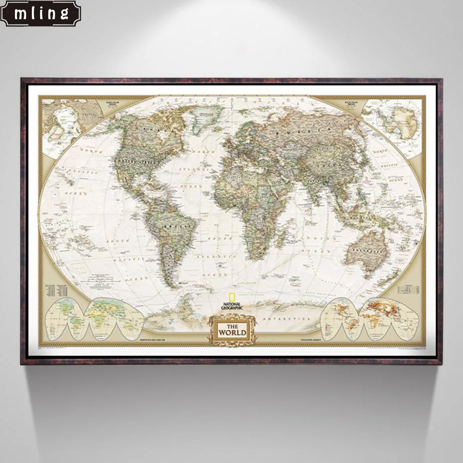 Большая винтажная карта мира mling офисные принадлежности детальный античный