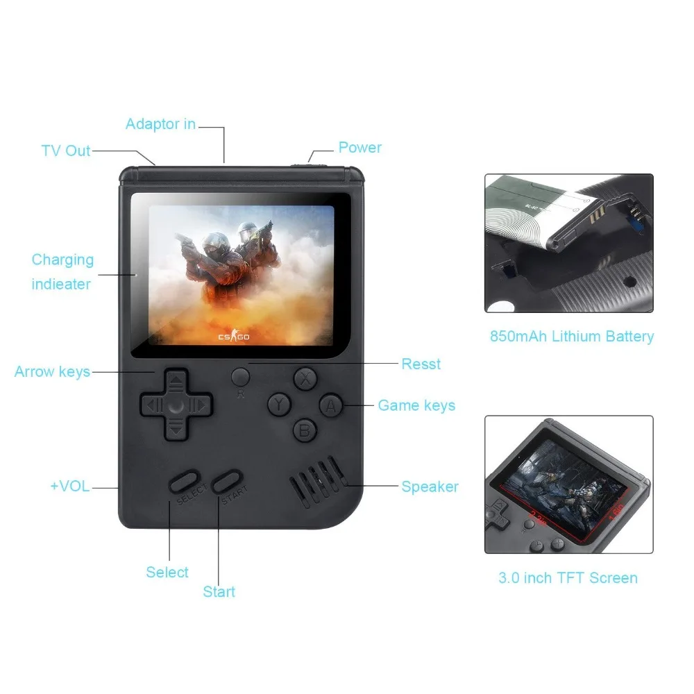 Coolbaby 168 игровая Мини Портативная Ретро видео консоль портативная игра Advance Players Boy 8 Bit Встроенный 3,0 дюймовый цветной ЖК-экран