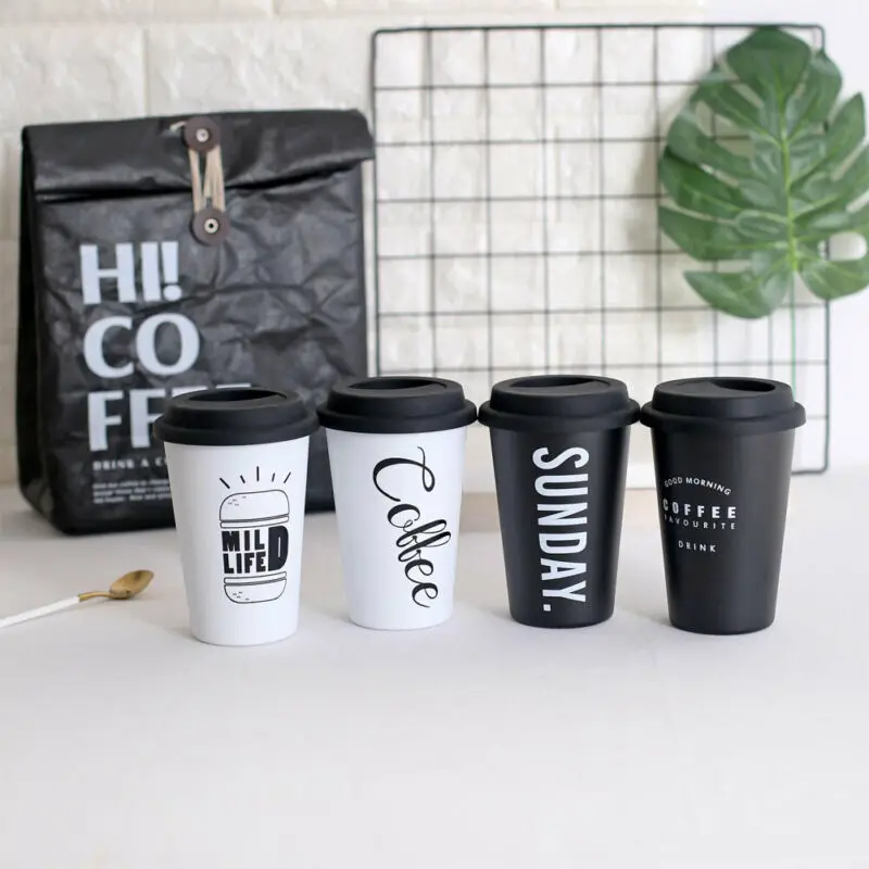 

1PC Reusable Coffee Tea Cup Mug Wheat Straw Travel Cup With Silicone Cup Lid 2019 Newest Coffee Tea Mugs
