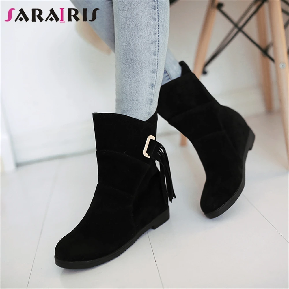 

SARAIRIS 2019 New Arrivals Wholesale Add Fur Warm Winter Shoes Woman Boots Female Black Red Casual Ankle Boots Women Shoes