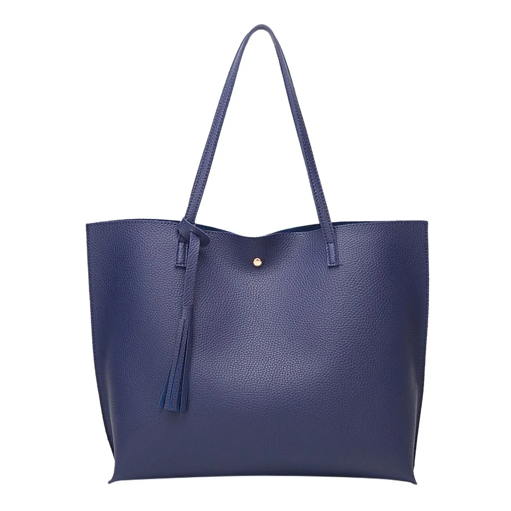 Женская сумка-тоут с бахромой, сплошной цвет, мягкая кожа, большая емкость, Золотая посылка для покупок, сумка на плечо, сумочка, сумки, сумка# R20