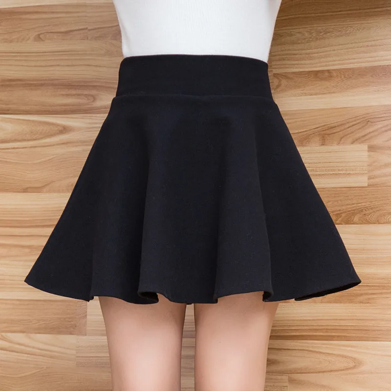 

Skirt Large Size Short Pleated Skirt A- Line peng san Skirt Solid Color Short Skirt