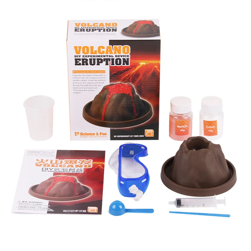 DIY здание извержения вулкан модель Science Набор для экспериментов Развивающие детские светло-серые игрушки