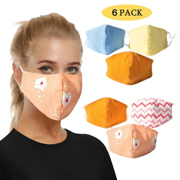 

Anti Pollution Reusable Facemask Cotton Washable Face Cover Mask Outdoor Adjustable Dustproof Protective 6pc Mask Earloop Masks