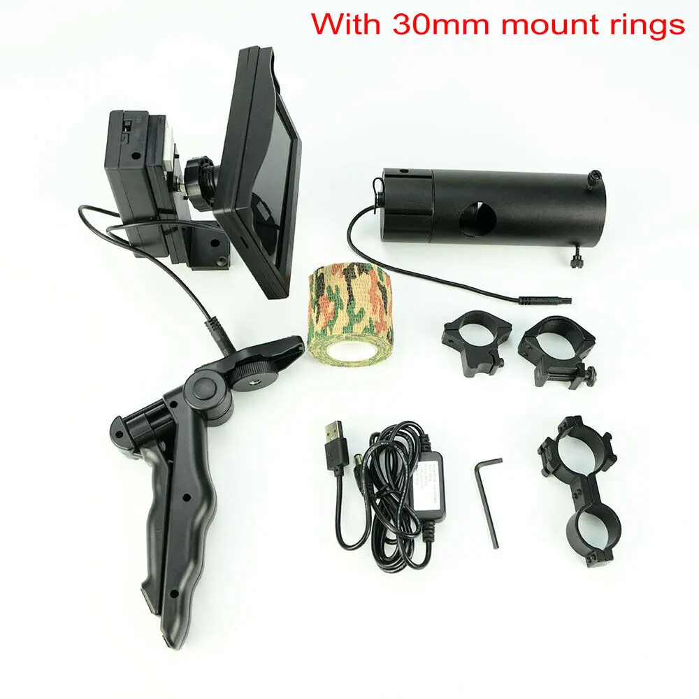 30mm-rings-200Mrange DIY дневной Ночной прицел w/" ЖК-дисплей монитор IR фонарь для тактического монокулярного охотничьего прицела NV Монокуляр ручной - Цвет: 30mm-rings-200Mrange
