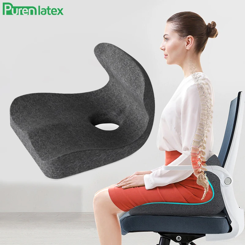 PurenLatex One-Pieces Cushion Memory Foam Seat Back Cushion Orthopedic  Coccyx Spine Hemorrhoid Treat Pad Release Pain Cushions