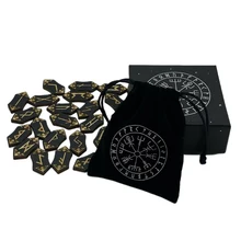 25Pcs/set Wooden Runes Stone Runas Piedra for Divination Carved Energy Stone Kit Runes Symbols Sign Letters with Bag Tablecloth