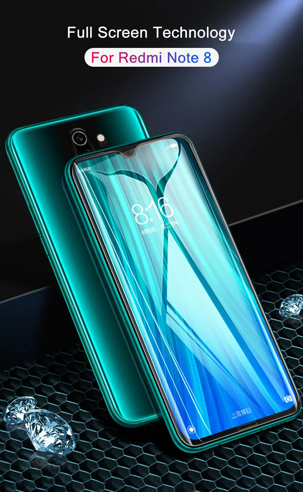 Hacrin для Xiaomi Redmi Note 8 Pro, закаленное стекло HD, прозрачное, против царапин, полное покрытие, стеклянная пленка для Redmi Note 8, защита экрана