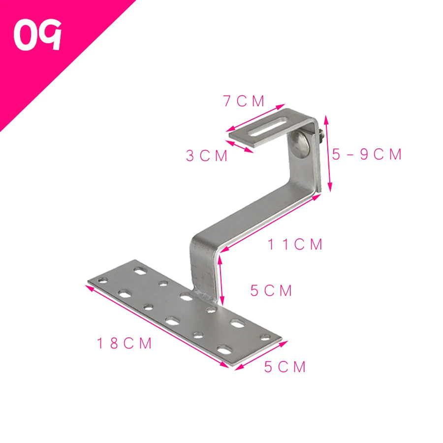 19-29 мм Регулируемая солнечная панель монтажный крюк Монтажный кронштейн на плитку крыши для солнечной панели Монтажная система pv монтажный кронштейн - Цвет: Bracket 9