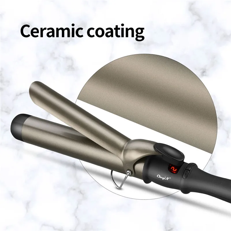 Modelador de Cabelo Salão de Beleza Ckeyin Profissional Elétrico Curling Ferro Lcd Cerâmica Wand Waver Rolo 32mm 38mm Hairestilo Culrs Ferramentas 5 High Quality Beleza e saúde