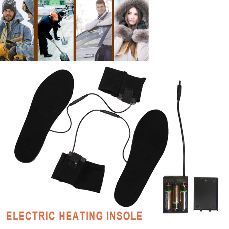 

Winter Skiing Heated Shoe Insoles Snow Black Non Woven Keep Warm Battery Electric Foot Heated Sock Heater Insoles Unisex