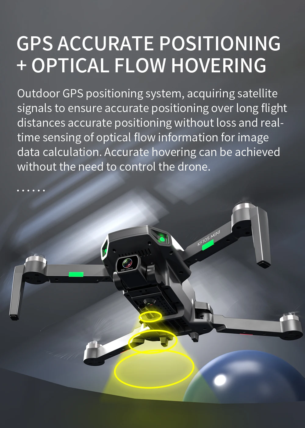 KF105 GPS Drone, GPS ACCURATE POSITIONING OPTICAL FLOW HOVERING MINI