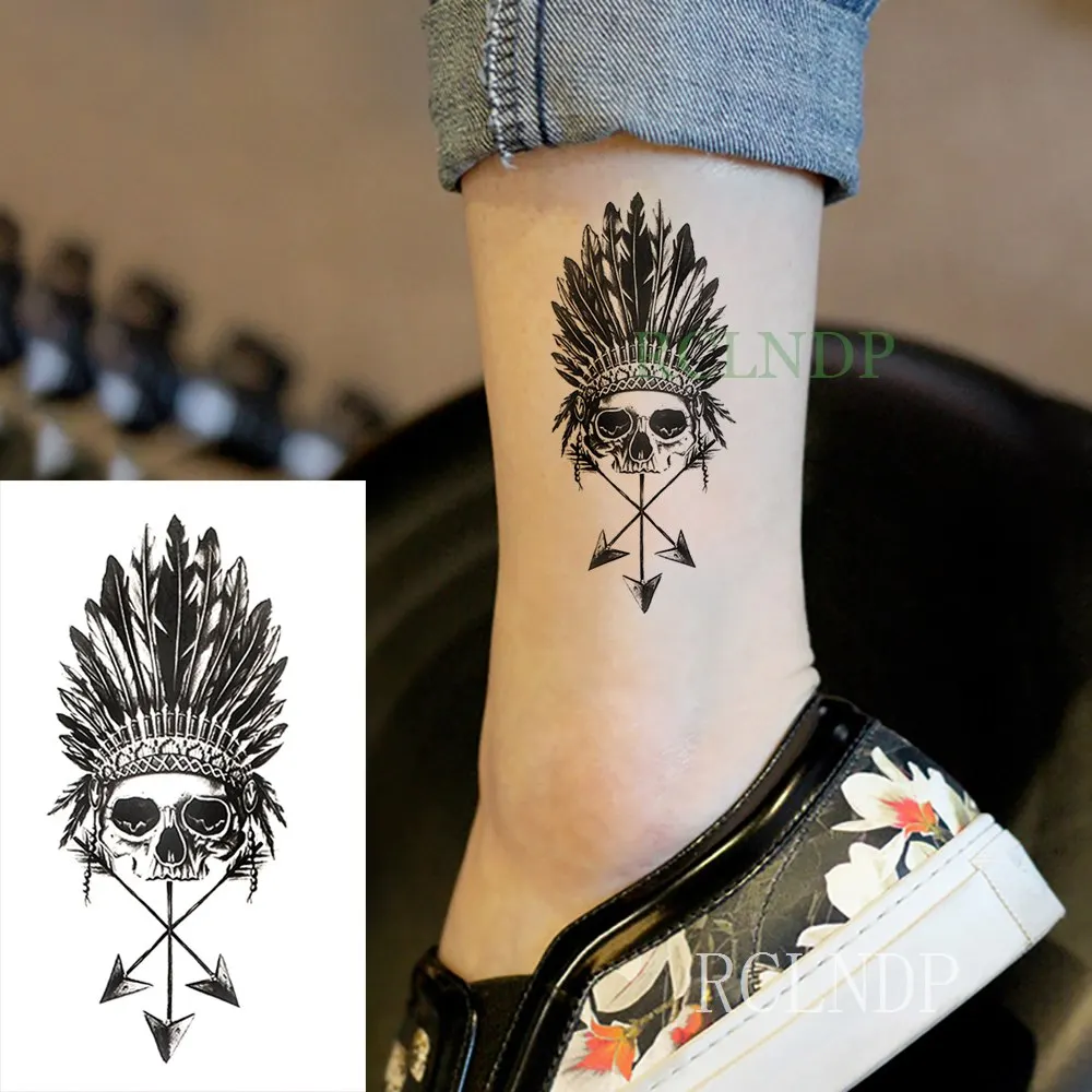 Водостойкие временные тату-наклейки, этнический тотем, лотос, стрела, мандала, поддельные тату, флэш-тату, шея, рука, задняя нога для девушек и женщин - Цвет: Белый