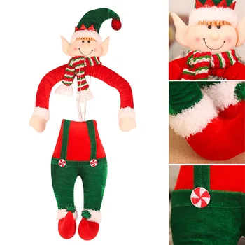 

Soft Poseable Arms Party Supplies Christmas Tree Topper Non-woven Cloth Holiday Decorations With Hat Living Room Cute Winter