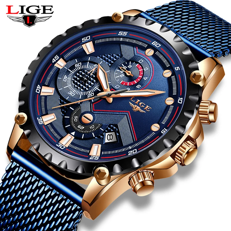 

Relogio Masculino LIGE Fashion Mens Watches Top Brand Luxury WristWatch Quartz Clock Male Watch Men Waterproof Sport Chronograph