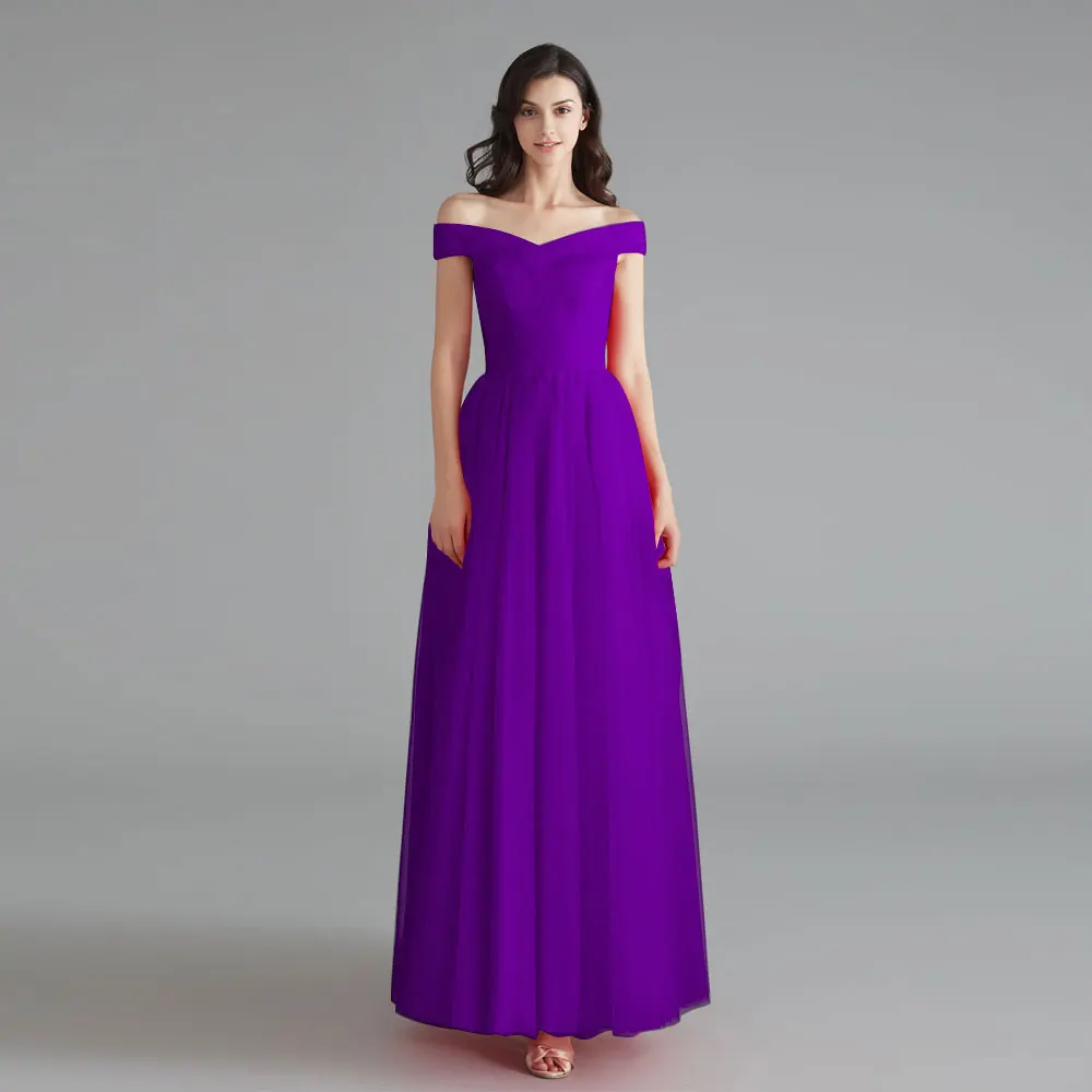 purple Beauty Emily элегантное длинное платье подружки невесты с открытыми плечами, Тюлевое свадебное платье, 9 видов стилей, Vestido de dama de honor - Цвет: purple