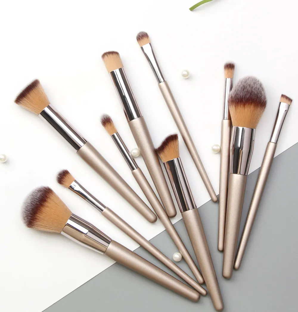 10 pcs Professional Makeup Brushes Metal Tube Paint Handle Eye shadow Eyelash Concealer Cosmetic brush Set drop shipping