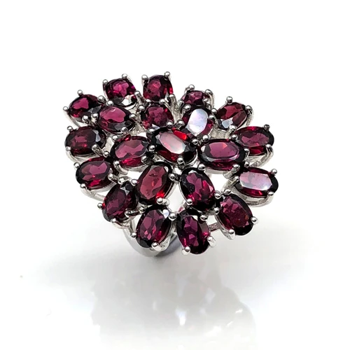 rhodolite ring Кольцо из родолита, новинка, в форме цветка, большое кольцо с натуральным драгоценным камнем, серебро 925 пробы, хорошее ювелирное изделие для женщин, женщин, жены - Цвет камня: rhodolite ring