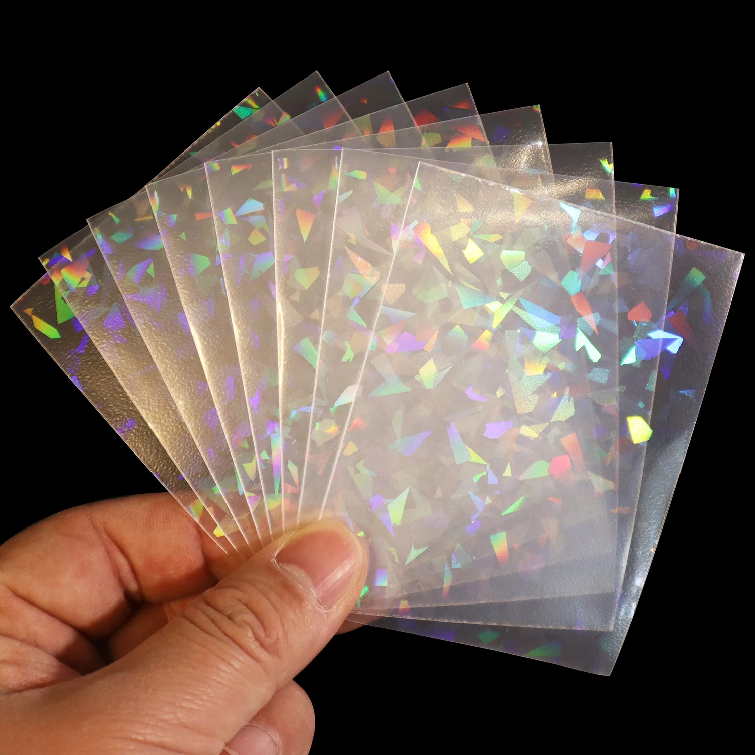 100 PCS/LOT Broken Gemstone Glass Laser High End Cards Sleeves Cards Protector Shield Magic Card Cover Pkm/MGT Desk Sleeve66x91