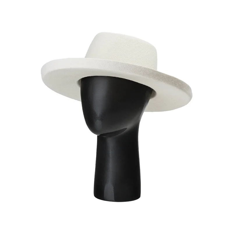 

Fashion Hats For Women Autumn Winter Unisex Wide Brim Wool Concave Top White Cap Female Crimping Men Top Hat Keep Warm New 2021