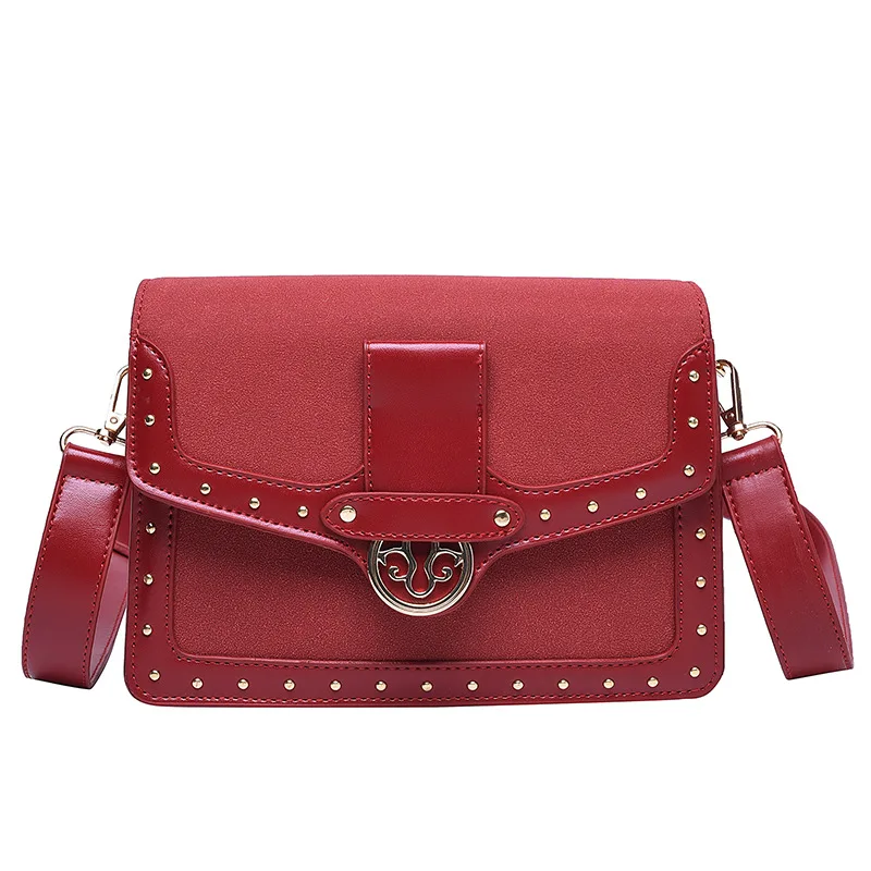 

bags for women 2019 winter new fashion simple texture matte metal rivet small bag diagonal shoulder bag small square bag