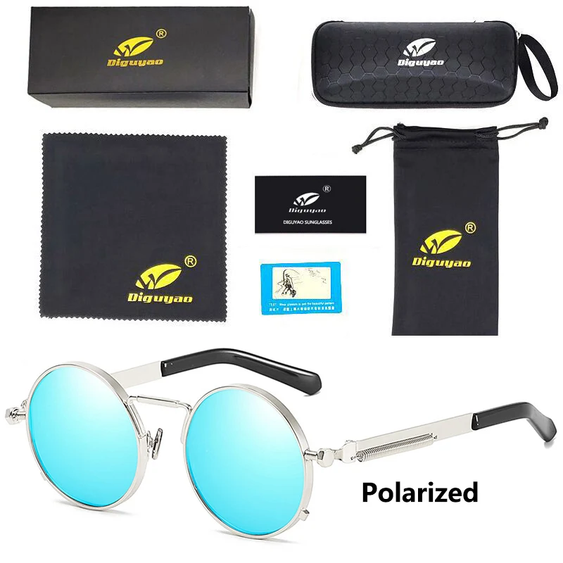 Oculos de sol feminino женские красные очки круглые стимпанк металлические пружины Поляризованные солнечные ретро-очки мужские uv400 Высокое качество - Цвет линз: C-03 Polarized