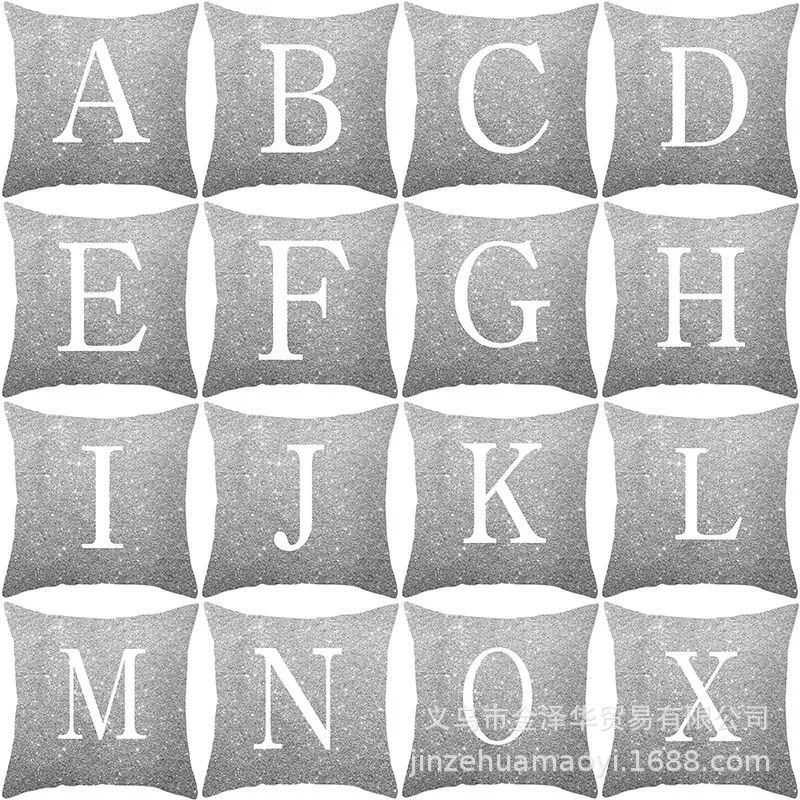 Creativity Simple 26 Gray Letter Cushion Cover 45x45 Pillow Hug A-Z Polyester Print Car Alphabet Sofa Pillowcase Home Decoration |