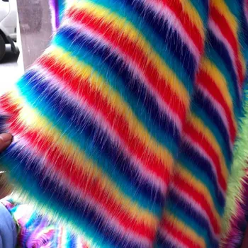 

Thickened top-grade rainbow imitation fox fur fabric for sewing fur collar handmade DIY scarf decorative carpet fur faric1M*1.8M