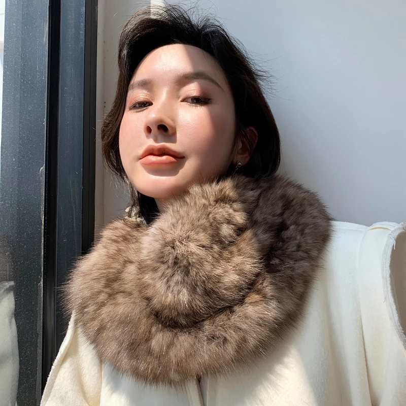 

Sable Mink Fur Scarf mink lady's mink woven scarf fur winter new style fashion shawl warm and fashionable scarf