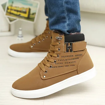 

Winter shoes men ankle boots 2019 warm plush solid lace-up round toe snow boots men shoes plus size