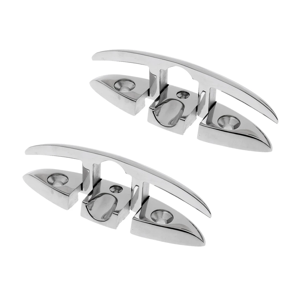 

2pcs 6inch Stainless Folding Cleat, Flip-up Dock Cleat, Solid & Heavy Duty Boating Hardware
