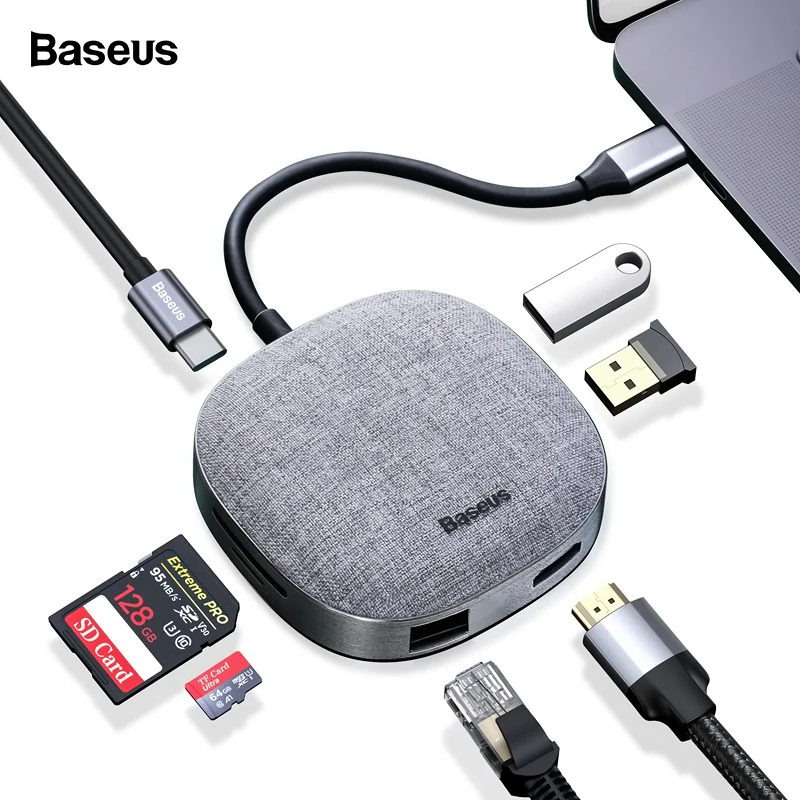 

Baseus USB C HUB Type C HUB to HDMI RJ45 Multi USB 3.0 Adapter For MacBook Pro Air USB Splitter TF SD Card Reader USBC HUB