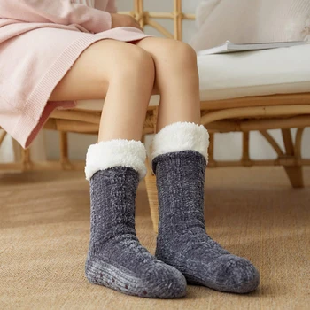 

Women's Winter Socks Thick Plush Cotton Socks Warm Non-Slip Home Floor Socks Christmas Gifts Solid Carpet Socks New