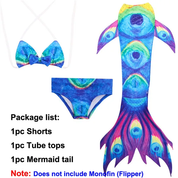 Mermaid Tail 4 Детский бикини в форме хвоста русалки для девочек, 3 предмета купальный костюм нарядная одежда Детский костюм косплей купальный костюм без флиппера - Цвет: Mermaid Tail 4