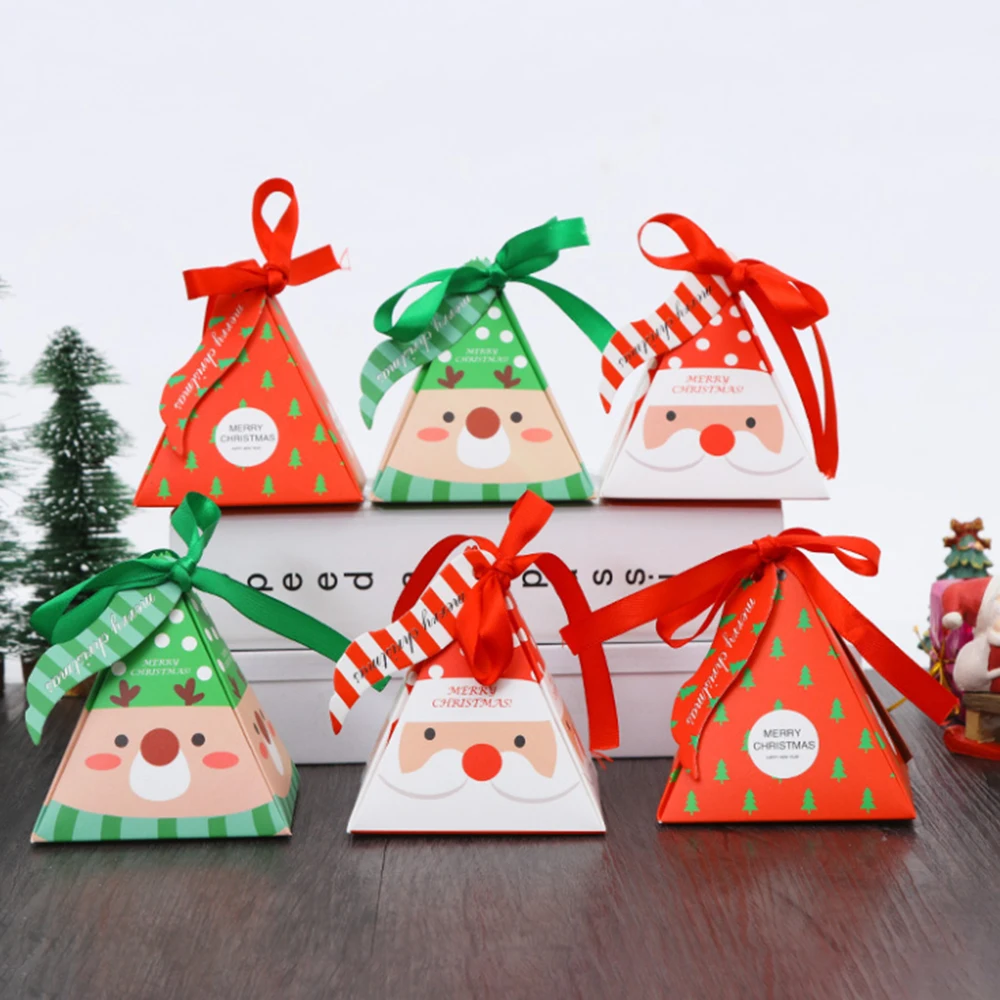 

10 PCS/Set Merry Christmas Candy Box Bag Christmas Tree Gift Box With Bells Paper Box Gift Bag Container Supplies Navidad