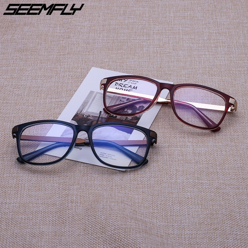 

SEEMFLY Women Men Transparent Glasses Frame Female Male Square Optical Eyeglasses Frame Clear Lens Eyewear Computer Spectacles