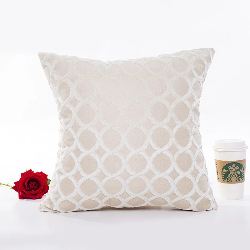 Pillow case 45*45CM flocked three-dimensional circle geometric blend pillowcase Home Bedroom Hotel decorative pillowcase - Цвет: 02