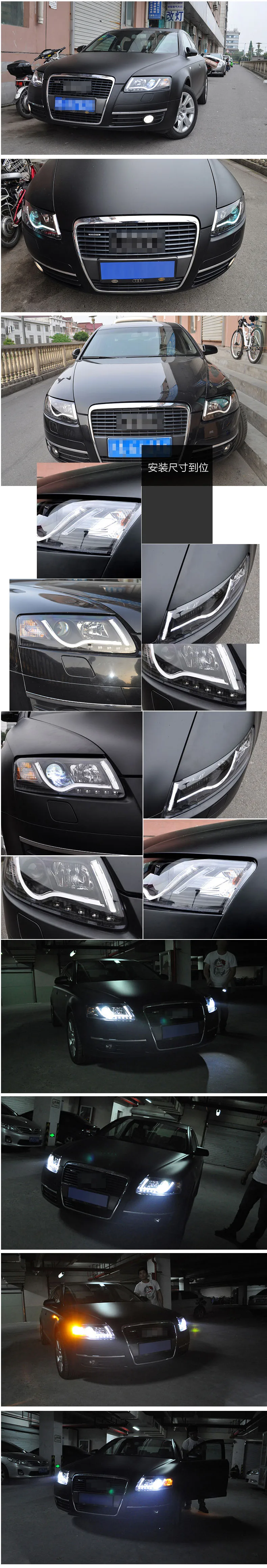 Автомобильный Стайлинг фар в сборе 1999-2004 для AUDI A6 douleu Angel Eye светодиодный DRL Объектив двойной луч H7 с hid комплектом 2 шт